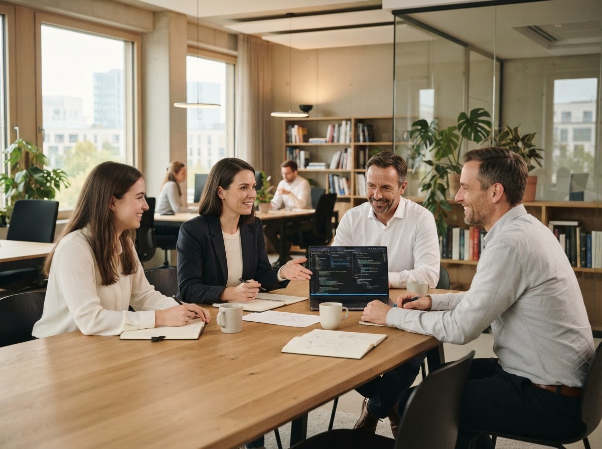 Emergent Bot team reviewing predictive analytics on a trading desk